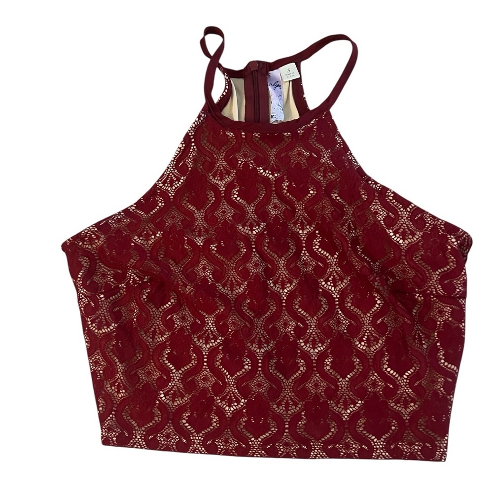 Alya Burgundy Lace Crop‎ Top